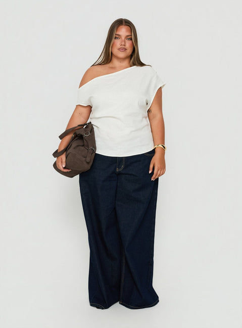Seasons Change Relaxed Off Shoulder Top White Curve