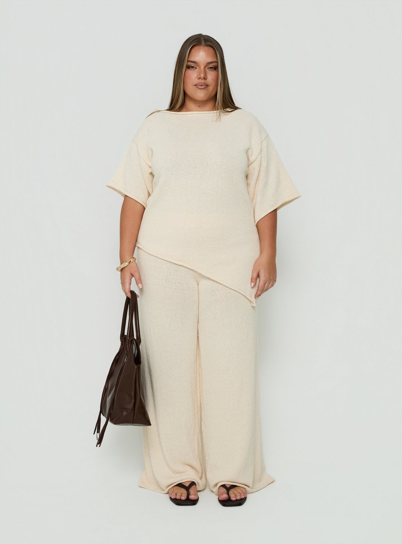 Amelise Knit Poncho Beige Curve