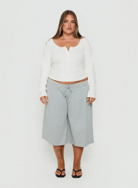 Keslie Long Sleeve Henley Top White Curve