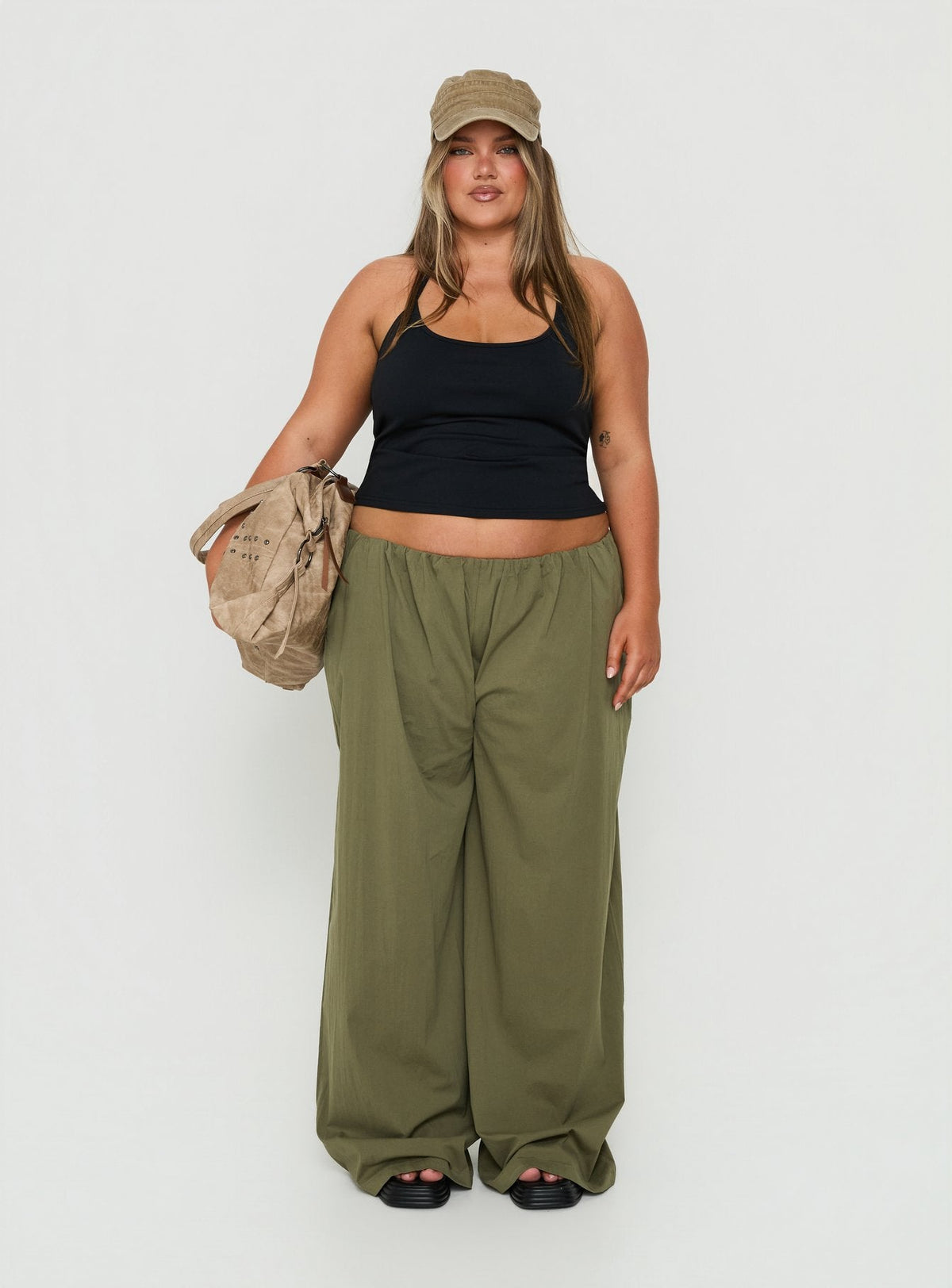 Daily Define Thin Strap Halter Tank Top Black Curve