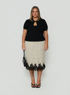 Happened One Night Keyhole Blouse Top Black Curve