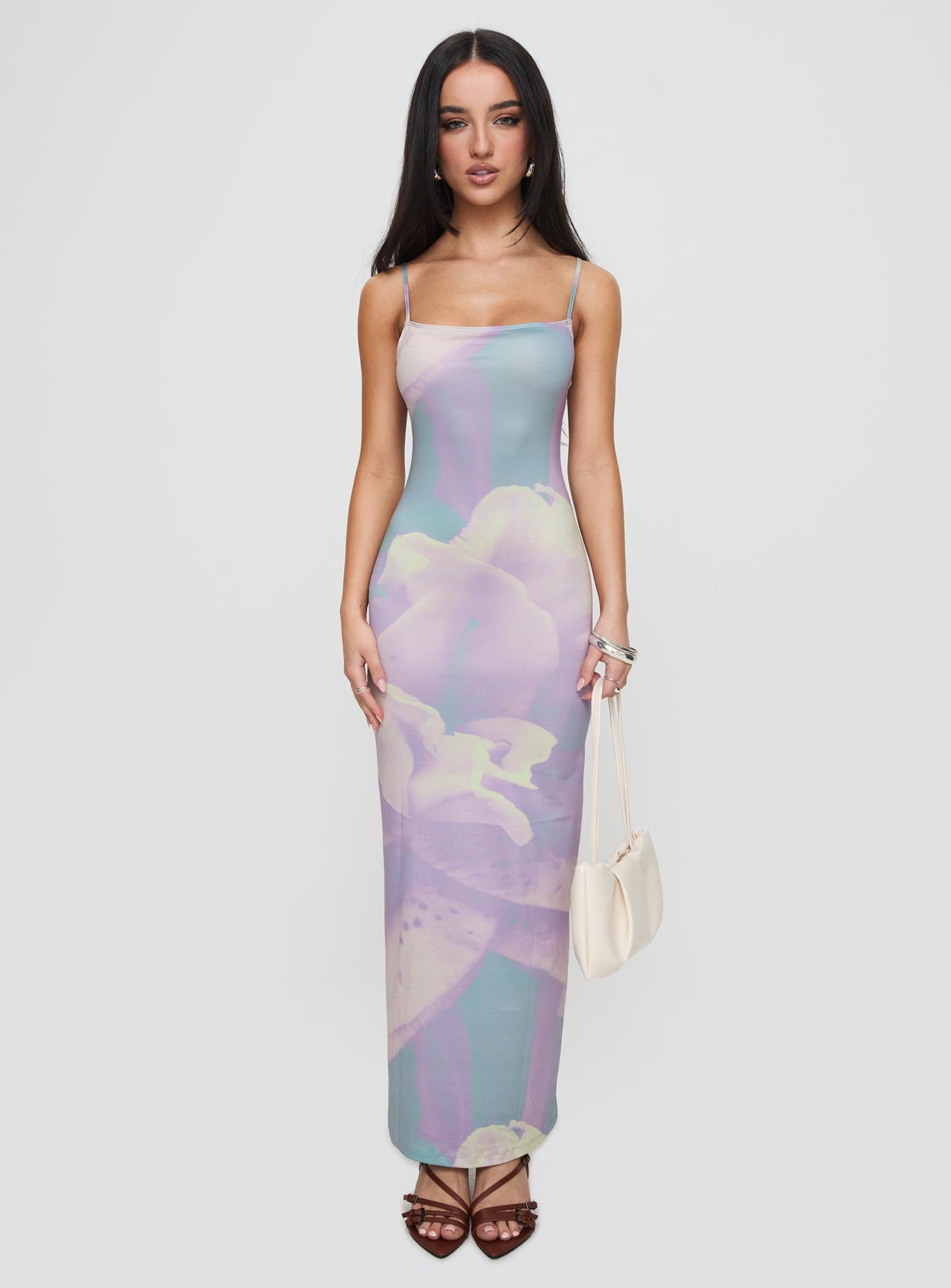 Norila Maxi Dress Slinky Orchid Petals Lilac
