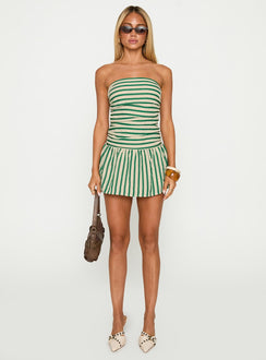 front view of model wearing Princess Polly Montebello Strapless Mini Dress Multi Straight Neck 