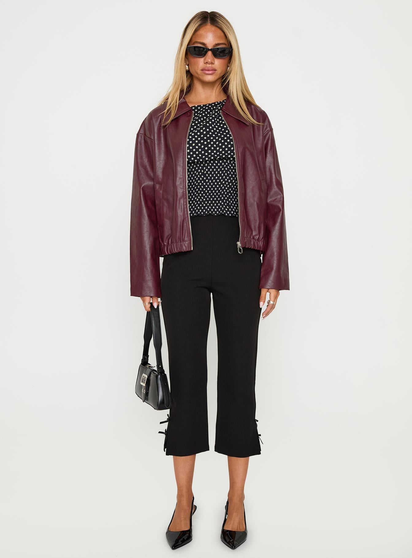 Big Reveal Faux Leather Jacket Burgundy