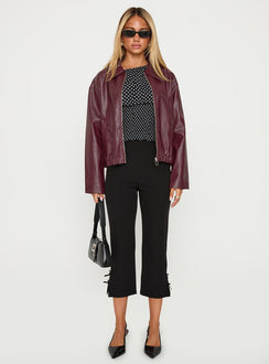 Big Reveal Faux Leather Jacket Burgundy