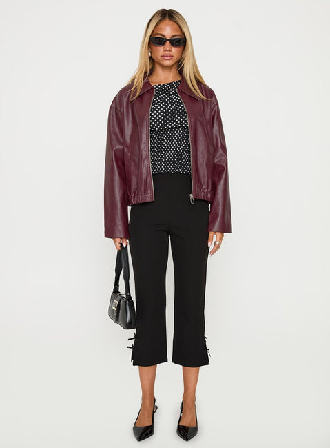 Big Reveal Faux Leather Jacket Burgundy