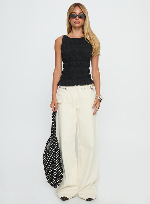 Marleene Shirred Top Black