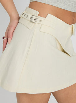 product Princess Polly Supersonic Belted Denim Mini Skirt Ivory Mini Skirts 