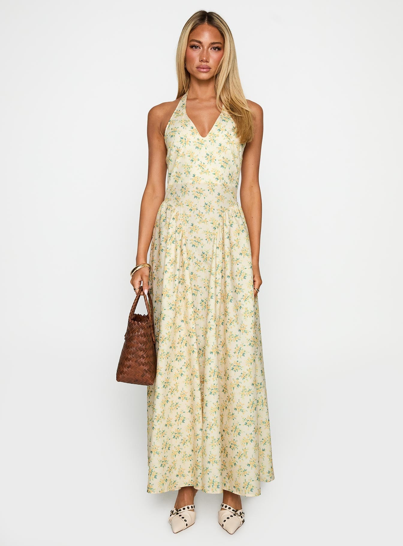 Monte Carlo Halter Maxi Dress Yellow