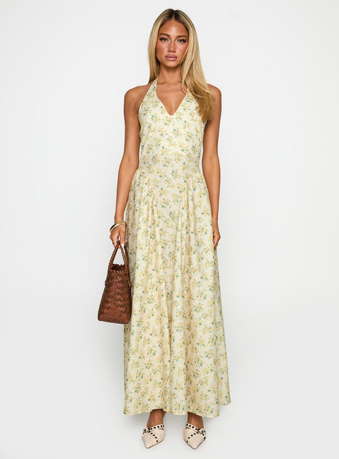 Monte Carlo Halter Maxi Dress Yellow