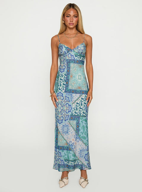 Sugar Plum Maxi Dress Blue Paisley