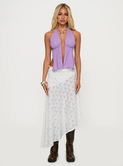 Sylvaine Asymmetrical Midi Skirt White