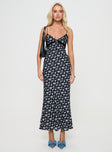 Floral maxi dress V neckline, lace detail on bust, invisible zip at side Non-stretch material, fully lined 