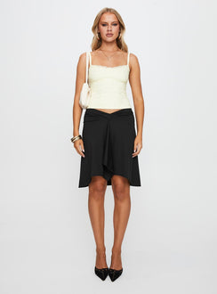 front view of model wearing Princess Polly Beacall Top Cream Sleeveless Scoop Neck 