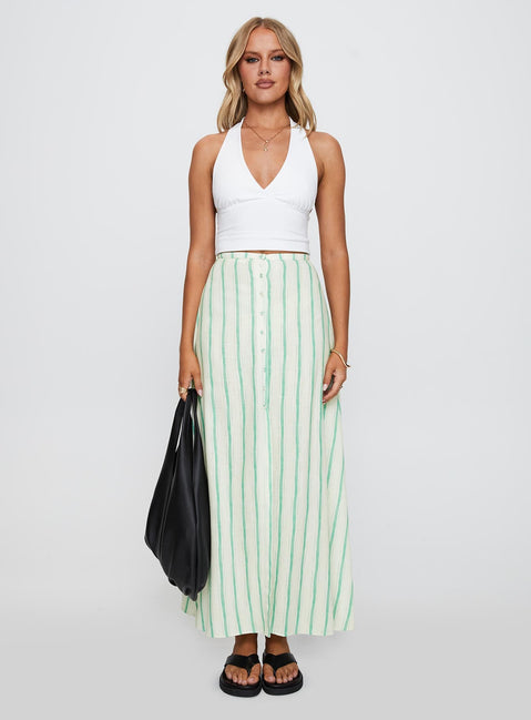 Bess Maxi Skirt Green Stripe