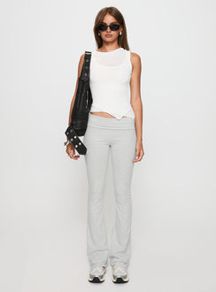 side view of model wearing Princess Polly Movement Yoga Pant Grey Marle Low Rise Pants 