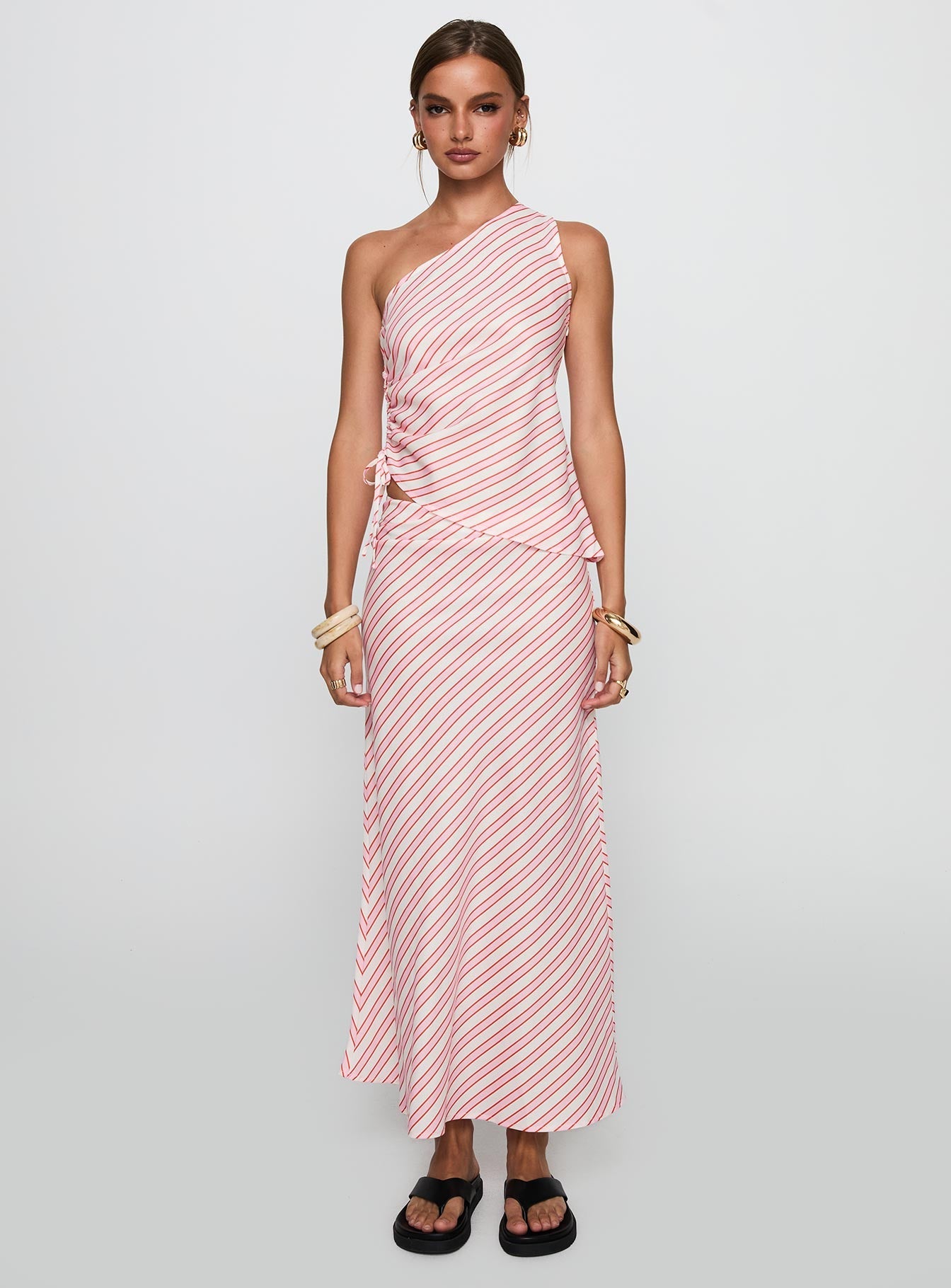 Wanna Dance Asymmetrical Set Pink Stripe