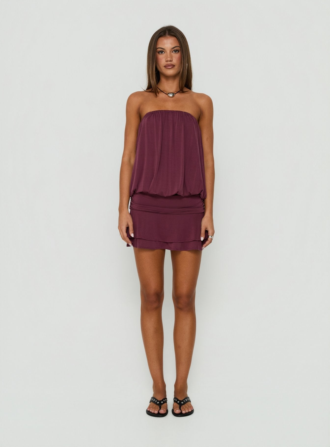 Olidia Strapless Mini Dress Plum