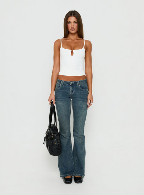 Daily Define Keyhole Cinched Tank Top White