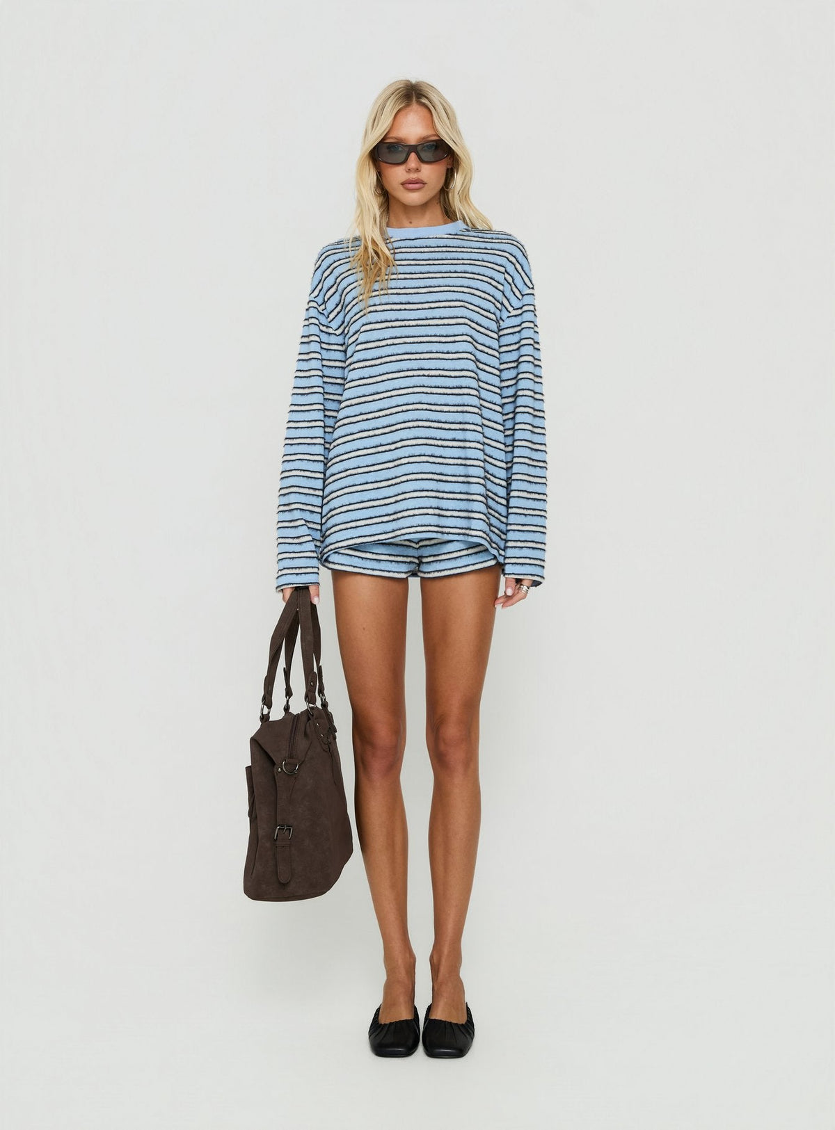 Meradith Long Sleeve Top Blue Stripe