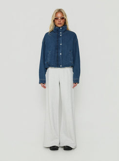 Soja Denim Funnel Neck Jacket Mid Blue Wash