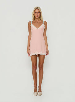 Calistta Lace Trim Mini Dress Pink