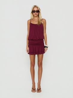 Tammara Drop Wait Blouson Mini Dress Plum