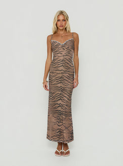 Mariellah Lace Trim Maxi Dress Washed Tiger