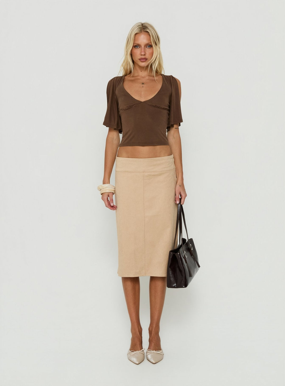 Marenn Split Sleeve Top Brown