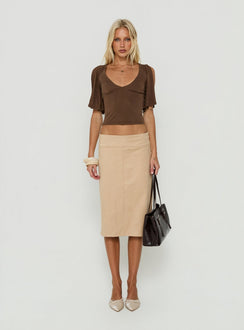 Marenn Split Sleeve Top Brown