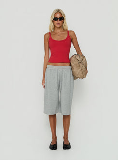 Kasper Cinched Longline Tank Top Fiery Red