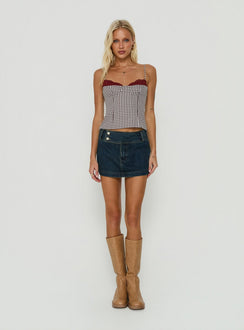 Baby Steps Spliced Bust Detail Cami Top Brown Gingham