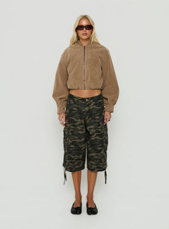 Mastery Faux Suede Bomber Jacket Taupe