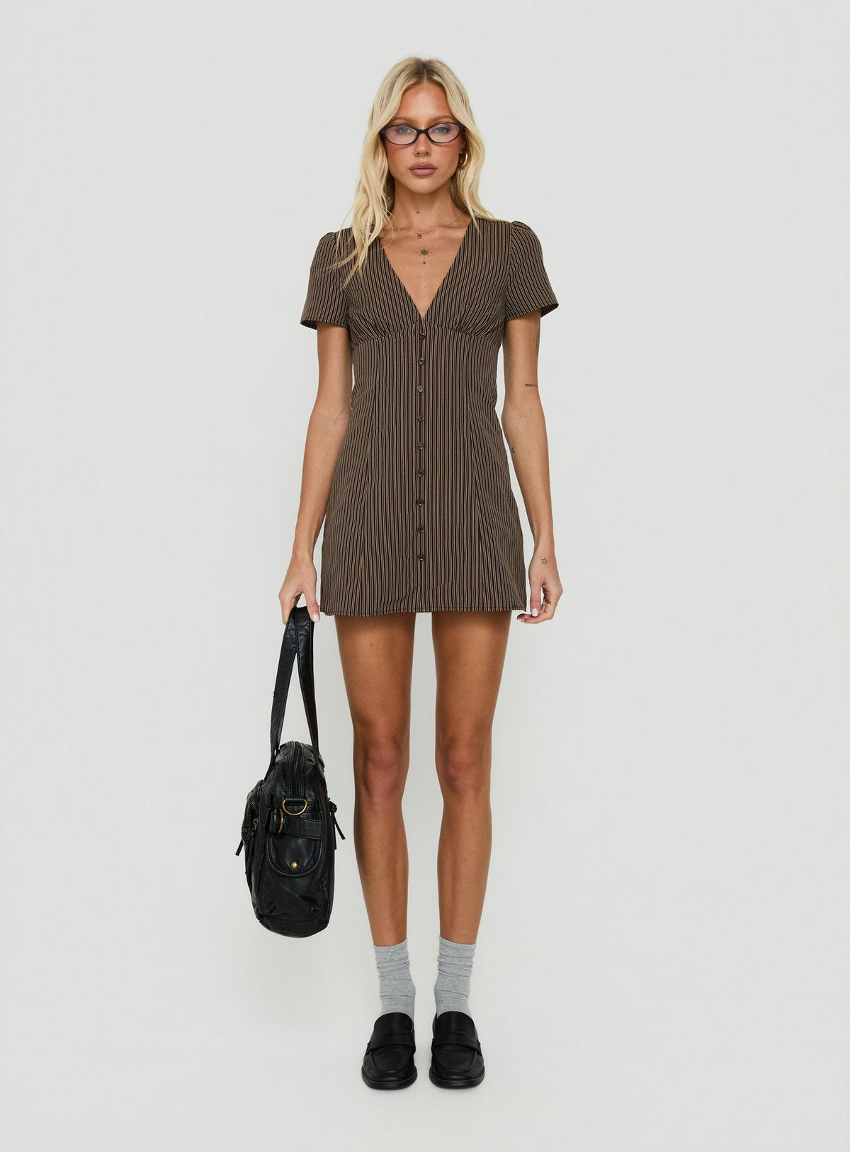 Loveliness Playsuit Brown Stripe