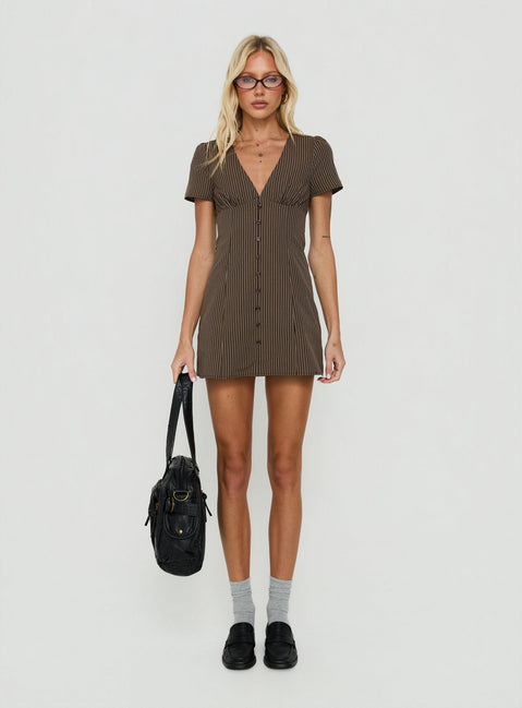 Loveliness Playsuit Brown Stripe