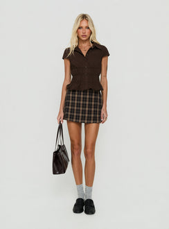 Gigi Wrap Skort Brown Check
