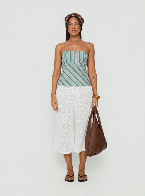 Elery Strapless Top Green Stripe