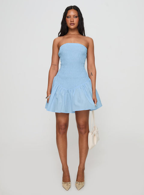 La Pelosa Strapless Mini Dress Blue