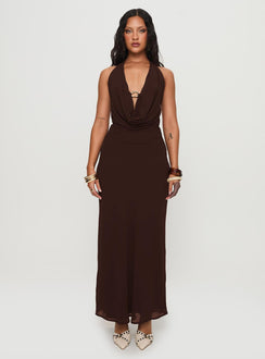 Alejandria Cowl Neck Maxi Dress Chocolate Petite