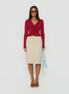 Daizia Frill Jersey Blouse Red