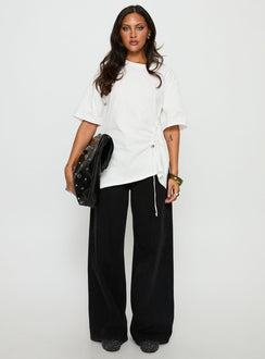 Agnessa Ruched Detail Oversized Tee White