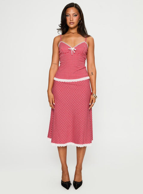 Love In London Set Red Check