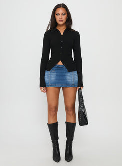 Rarity Collared Long Sleeve Top Black