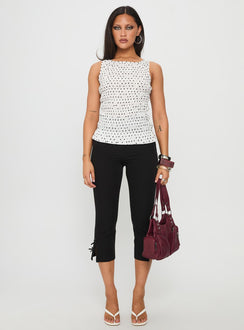 Marleene Shirred Top White Polka