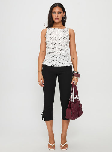 Marleene Shirred Top White Polka