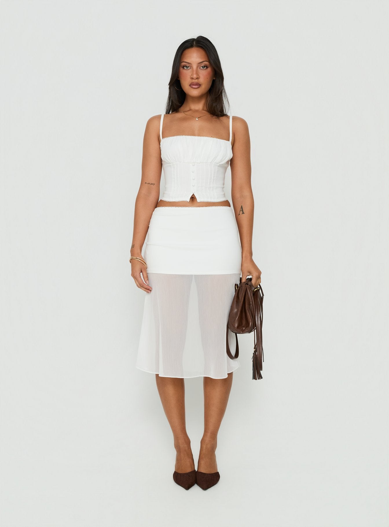 Piya Ruched Bust Cami Top White