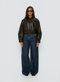Mastery PU Bomber Jacket Washed Brown