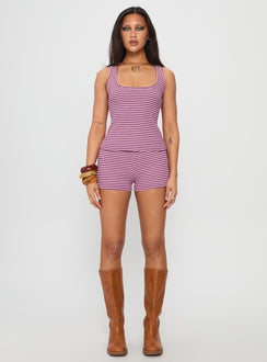 Roseblush Textured Tank Set Pink / Purple Stripe