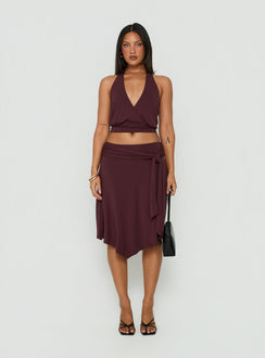 Arabele Halter Wrap Top Plum Noir