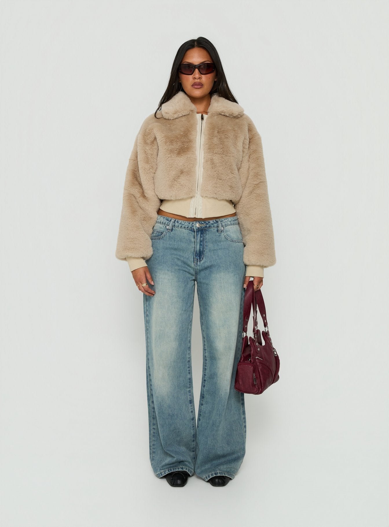 Drita Faux Fur Jacket Sand
